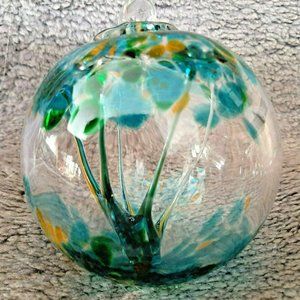 Hanging Glass Ball 4" Diameter "Spring Tree" Witch Ball (1) WB38
